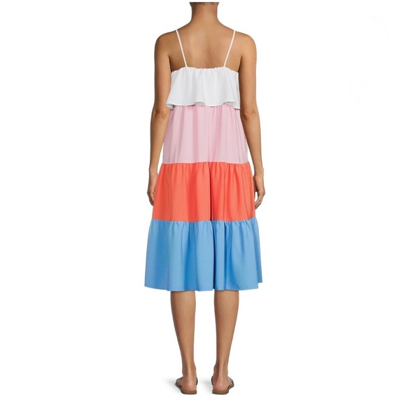 White Colorblock shoulder tie flounce‎ bodice Sleeveless resort dress size XXL - Picture 4 of 6